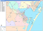 Corpus Christi  Wall Map Color Cast Style